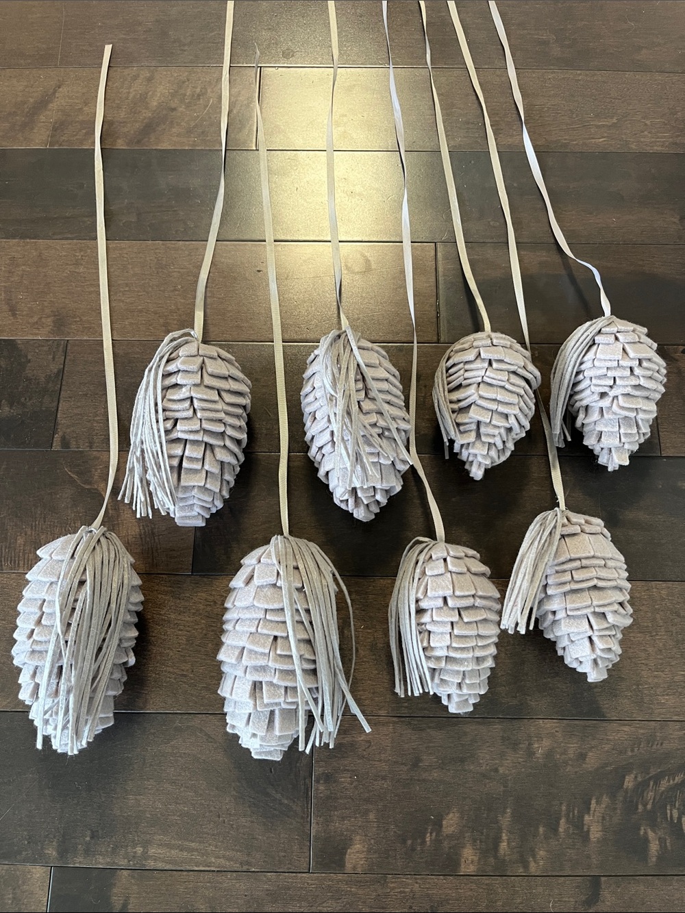Gray Holiday Pinecone Ornaments - Set of 8
